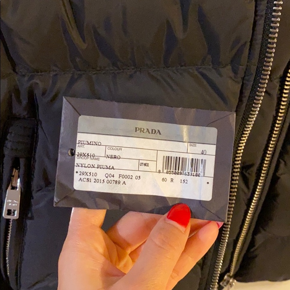 PRADA Black Down Puffer Jacket with Fur Collar - Picture 7 of 16